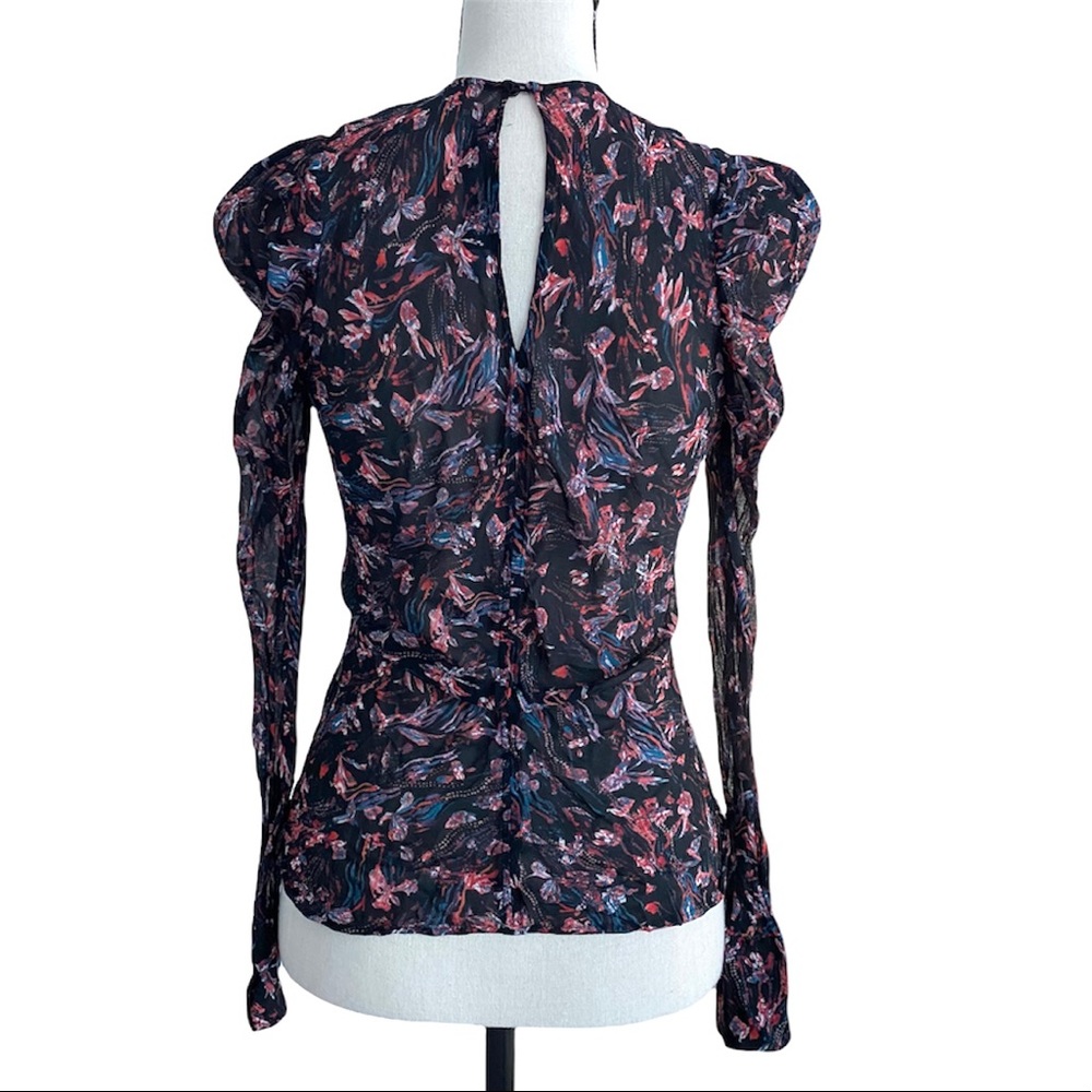 IRO Sheer Floral Print Long Sleeve Lou Top - Picture 7 of 10